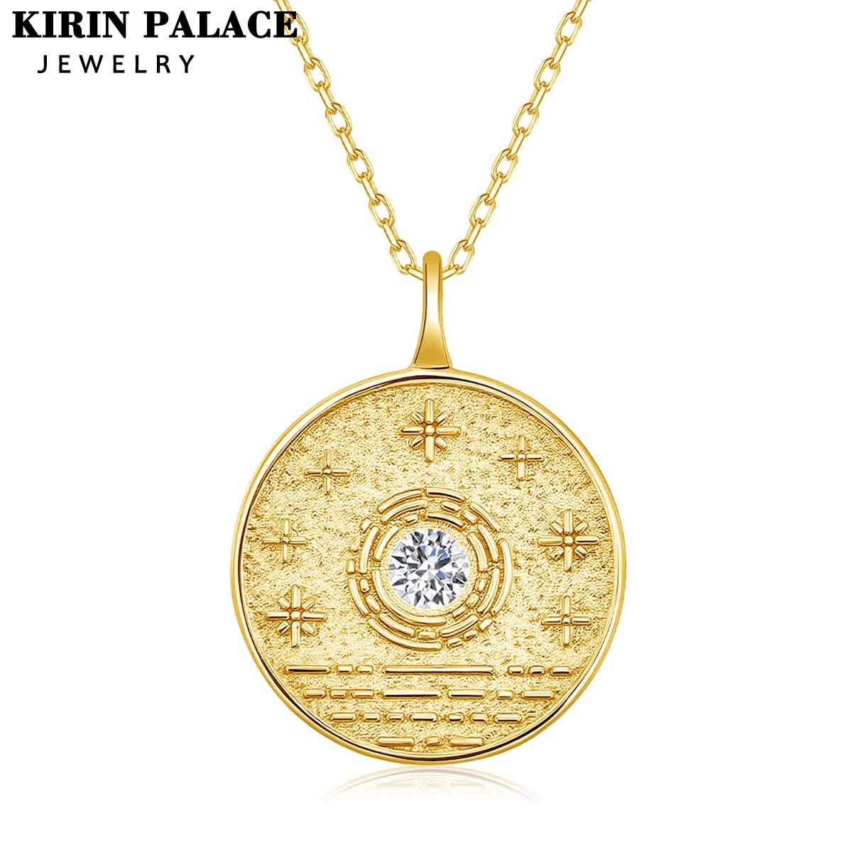 925 Silver 18k Gold Plated Necklace Sapphire Sunray Pattern Pendant Vintage Fashion Individuality for Woman Party Jewelry Gifts