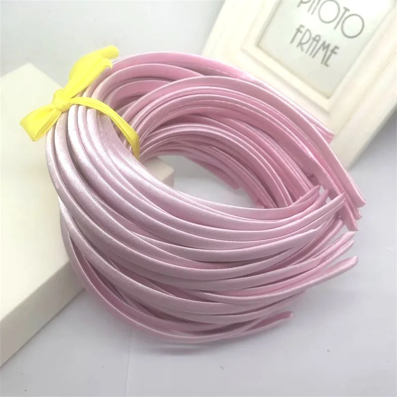 Sweet Candy Colored Satin Fabric Wrapped Head Hoops 10mm Wide Thick Blank Hairbands DIY Hair Craft Base Accessories