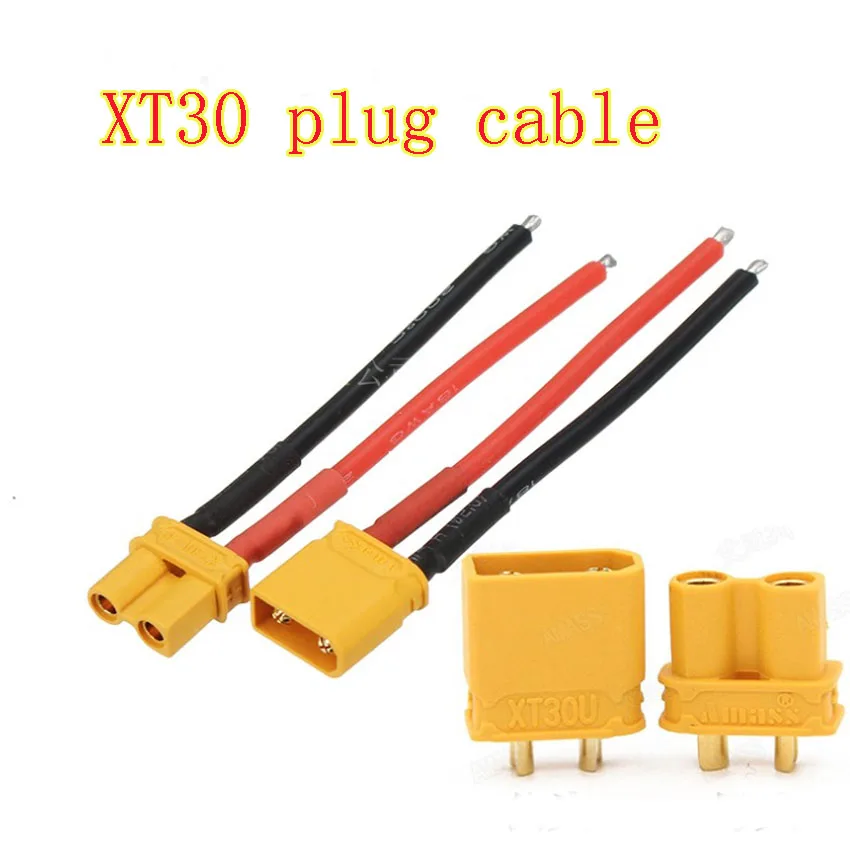 

XT30 Pigtail Plug Male and Female Connector with 100mm/150mm 16AWG Tinned Wire Cable for RC Lipo Battery FPV Drone charger