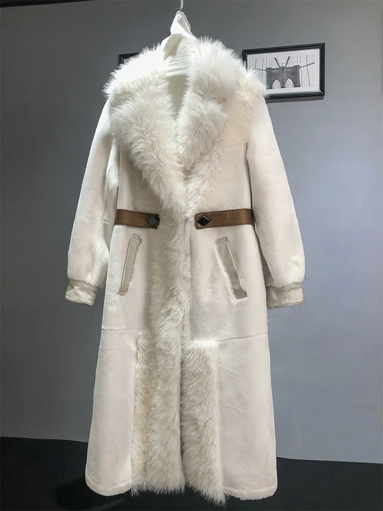 New Elegant Coats and Jackets Fashion Faux Fur Jacket Women\'s Fox Fur Warm Mid-length Fox Collar Winter Casaco Feminino Zm1536