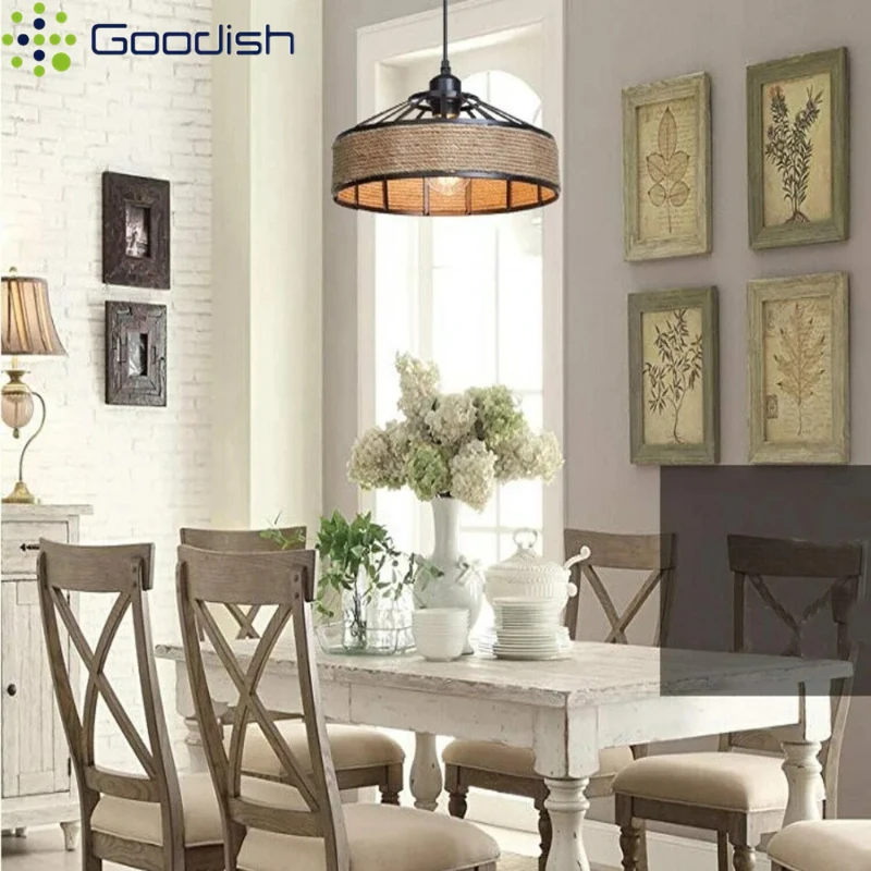 Luces colgantes de cuerda de cáñamo de tela Retro Wabi-sabi, lámparas de arte creativas y elegantes para comedor, Bar, cafetería, restaurante, decoración del hogar