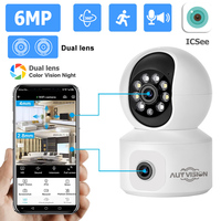 6MP WiFi IP Camera Dual Lens Dual Screen Baby Monitor Home Security Camera PTZ Auto Tracking CCTV Video Surveillance iCsee