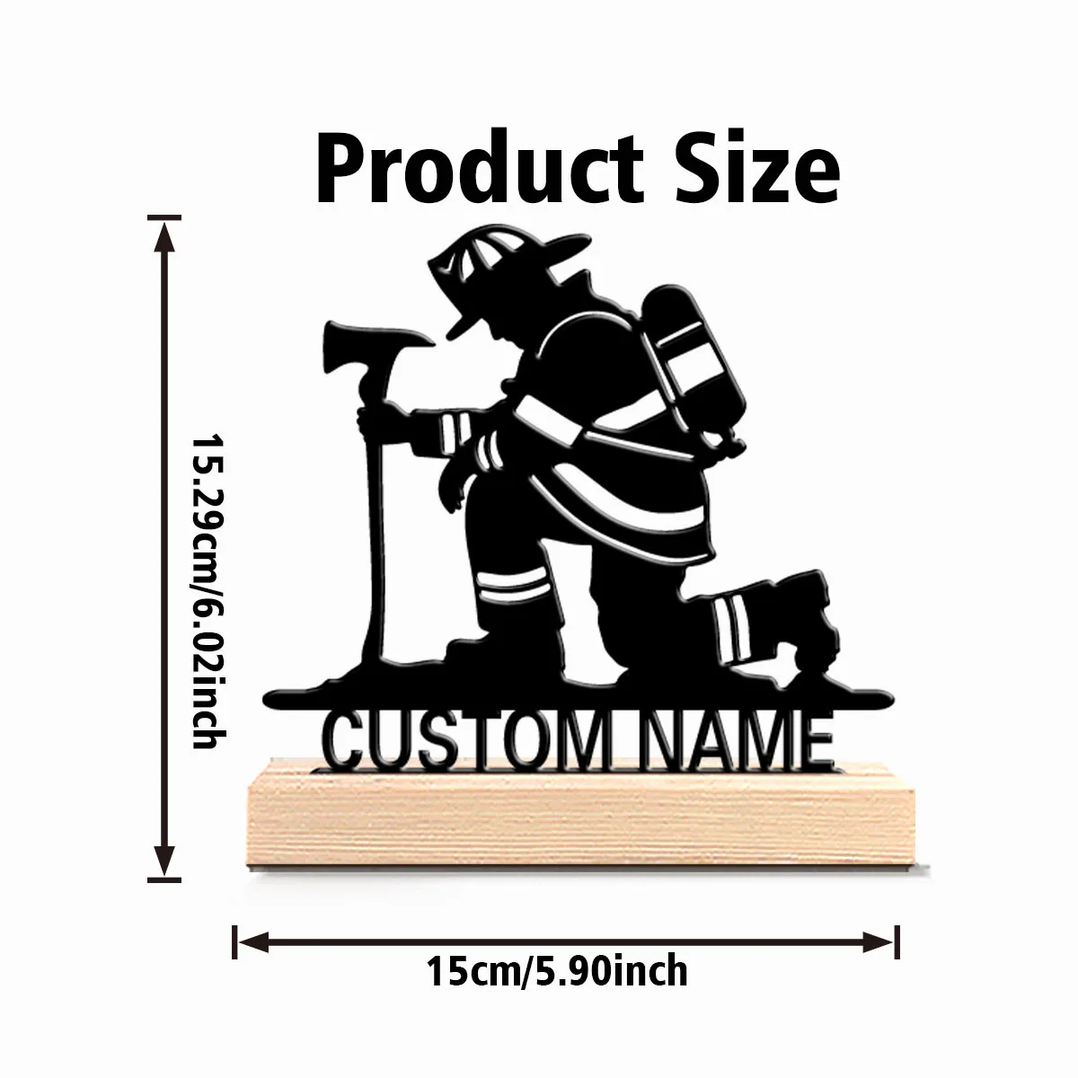1 قطعة تماثيل معدنية أنيقة مخصصة لرجال الإطفاء فن معدني مع قاعدة خشبية مناسبة للمكتب وغرفة النوم وغرفة المعيشة ، #3