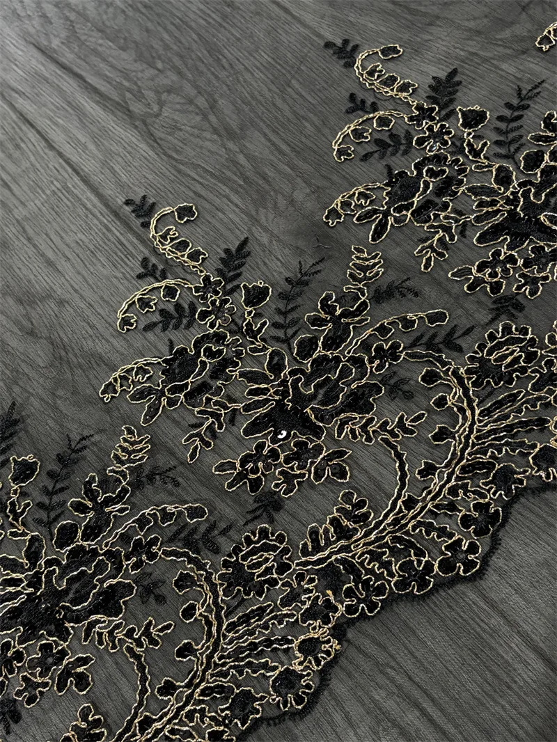

New mesh-base single-side positioned embroidered fabric for clothing, dresses, home decoration, designer embroidered fabrics