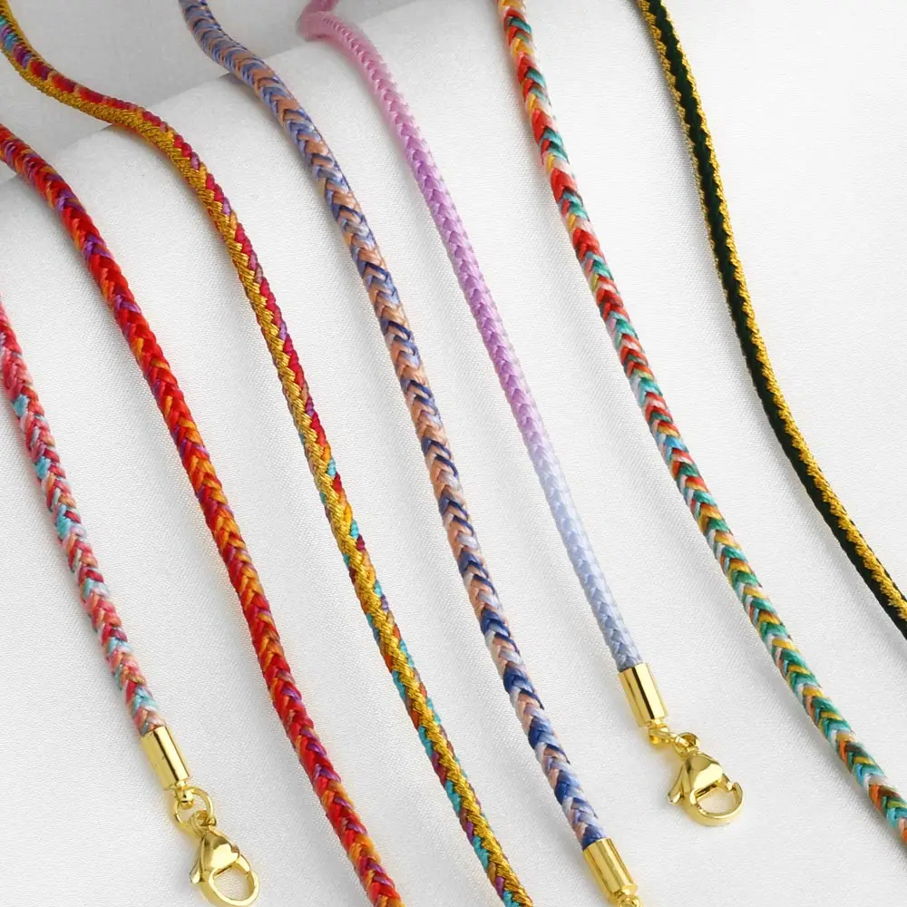 OCESRIO Multicolor Copper Cord Rope Chains for Necklace Making DIY Brass Gold Plated Lobster Claw Jewelry Finding nkeb802