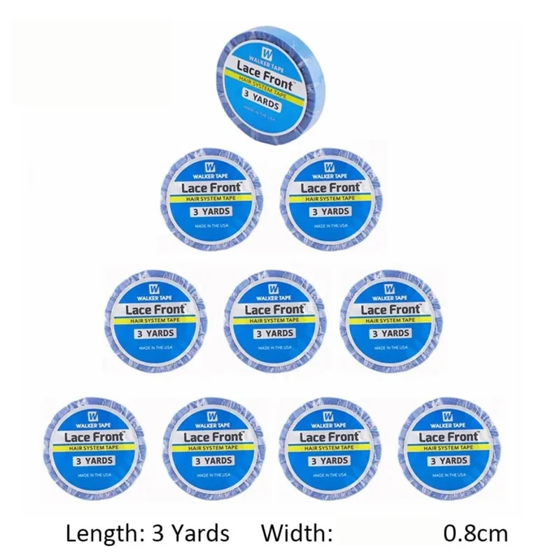 

1/2/3 рулона 0,8 см * 3 ярда, синяя лента для супер волос, двусторонняя клейкая лента для наращивания волос/кружевного парика/парика