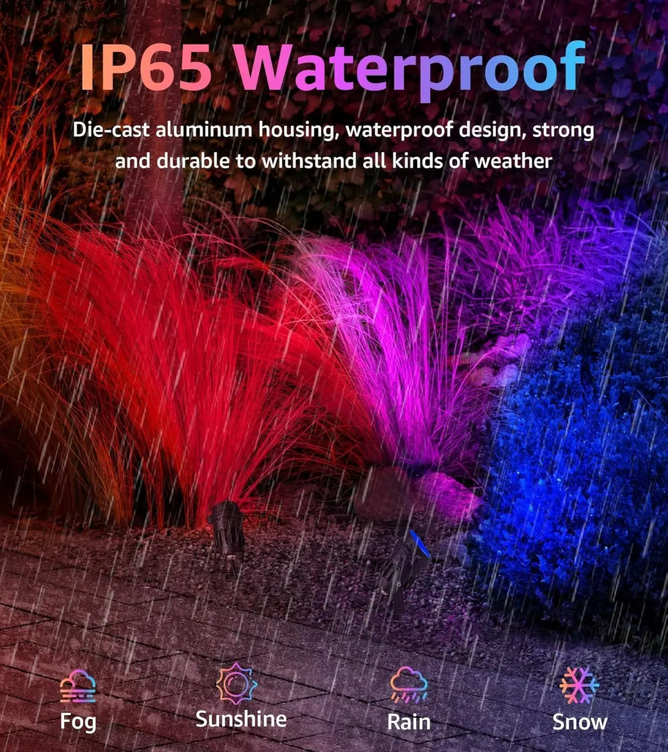 12W RGBW LED Color Changing Outdoor Spotlights with Remote Control, Waterproof Landscape Lighting for Yard Garden Patio, 2 Pack