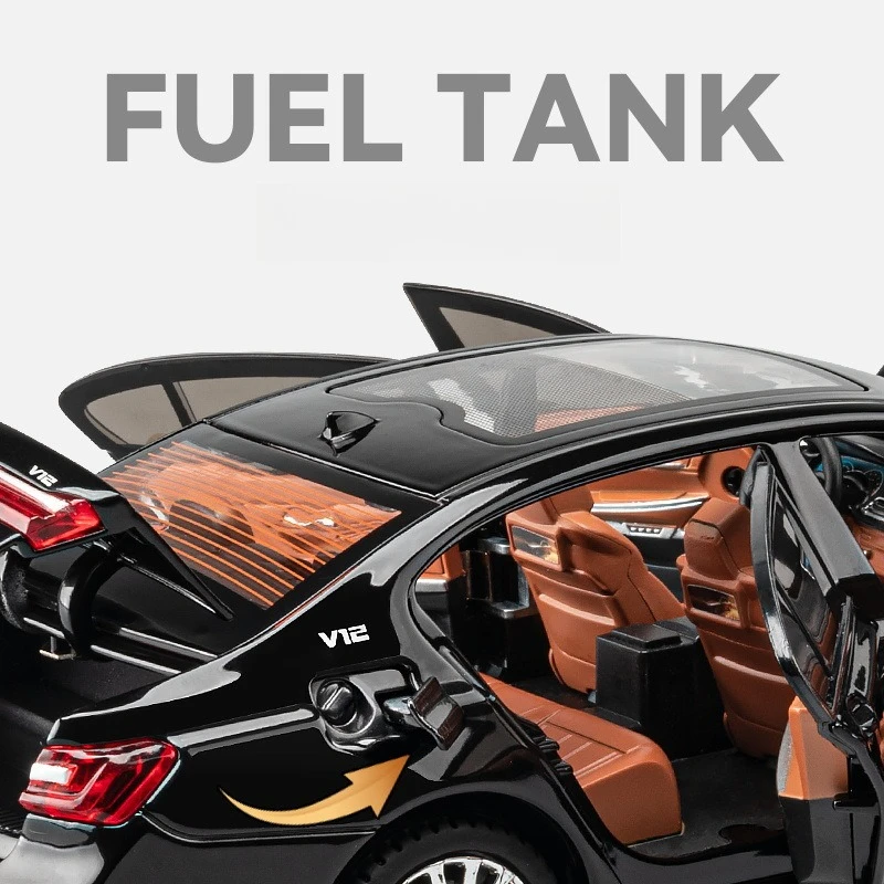 1:24 bmw 760li the7 alta simulação diecast metal liga modelo carro som luz puxar para trás coleção crianças brinquedos presentes