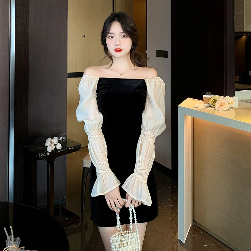 فساتين نسائية بأكمام طويلة فستان خريفي من القرون الوسطى مشروط بيج سموكينج مكشكش الخصر مناسب نصف الياقة المدورة الحد الأدنى مستقيم #3