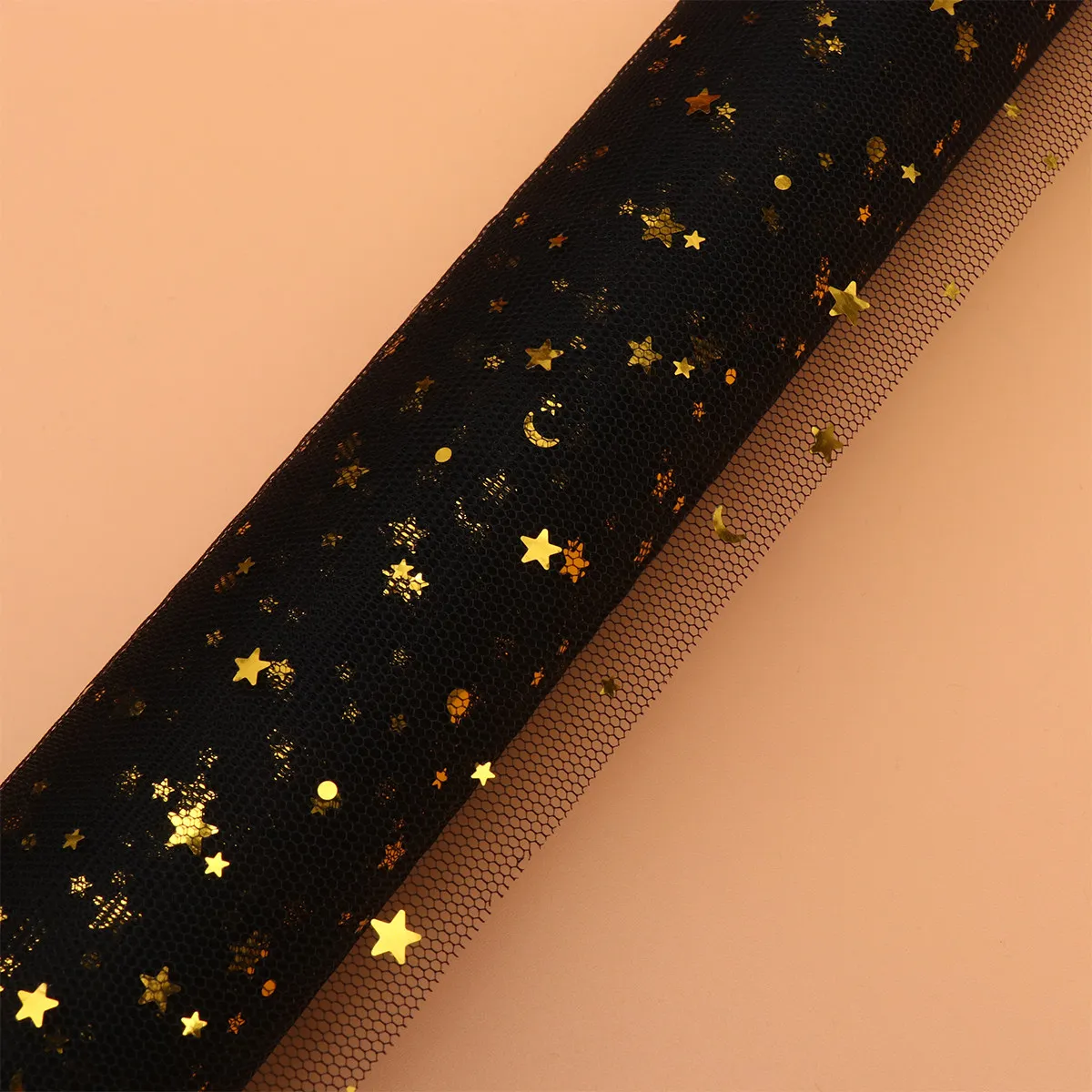 Flower Wrapping Gauze Star Moon Pattern Black Yarn for Gift Basket Packaging Wedding Party Decoration Flower Wrapping Material