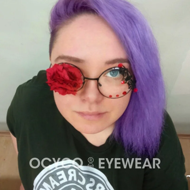 Cute Sakura Wing Pendant Clear Optical Glasses Frame Women Round Girls Retro Gothic Handmade Eyewear Bowknot Glass Oculos Gafas