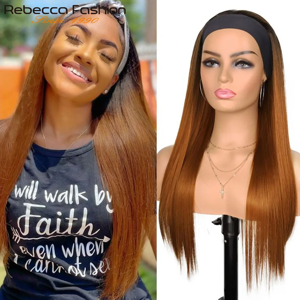 

Headband Wig Bone Straight 100% Human Hair Wigs Full Machine Made Brazilian Human Hair Wigs For Black Women Easy to Go 180%