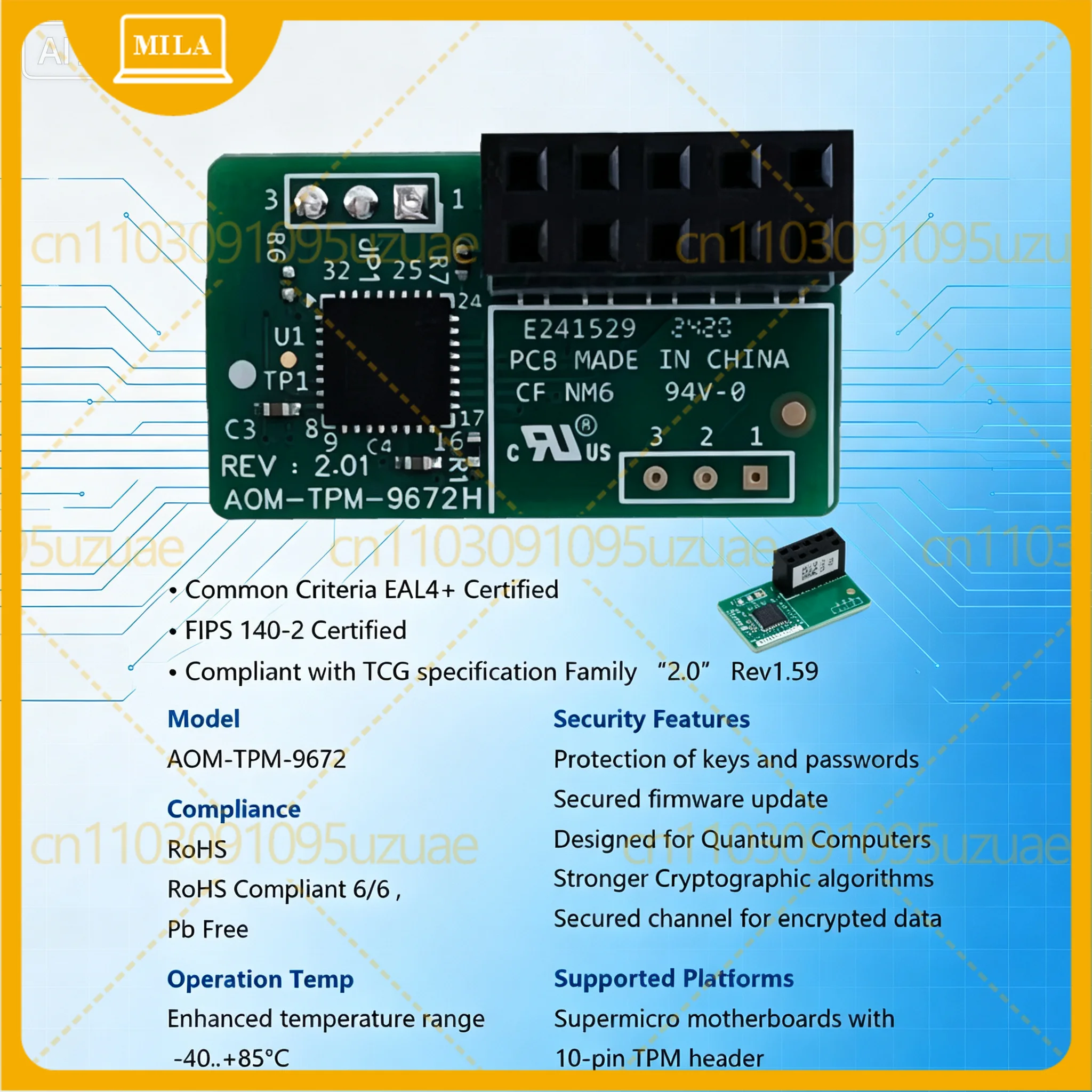 AOM-TPM-9672H TPM2.0 Trusted Platform Module For SuperMicro