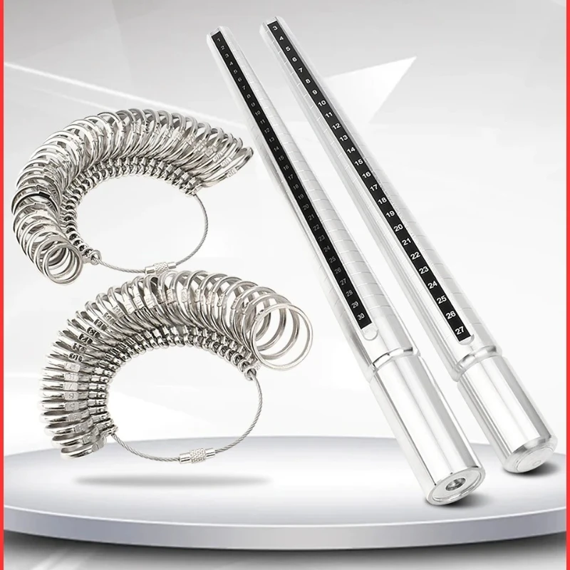 Portable JP & Korean Size Ring Sizer Gauge Stick Accurate Finger Ring Measuring Ruler Adjustable Easy Measurement Tool