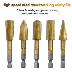 5 PCS Metalworking Rotary File  6.35 For Woodworking Polishing Deburring Chamfering Grinding Bit  Electric Engraving