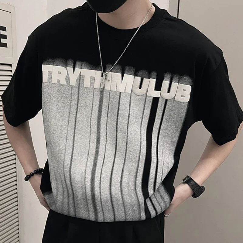 LIBIELIY Fashion O-Neck All-match Printed Letter T-Shirt Men's Clothing 2024 Summer New Casual Pullovers Short Sleeve England Te
