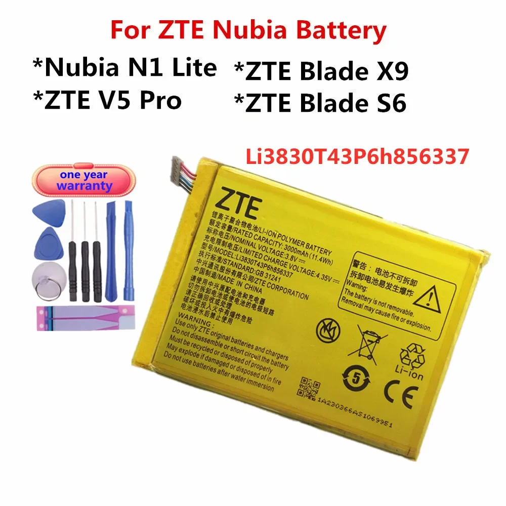 

Аккумулятор Li3830T43P6h856337 для ZTE Nubia N1 Lite VF995 Blade X9 A711 V580 S6 Lux Q7/-C G719C V5 Pro N939ST N939SC N939SD N940SC