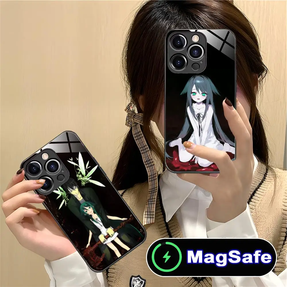 Saya no Uta حافظة هاتف محمول لهاتف آيفون 17 16 15 14 13 12 11 Pro Max Plus Mini MagSafe غطاء زجاجي ملون للهواتف المحمولة جميلة