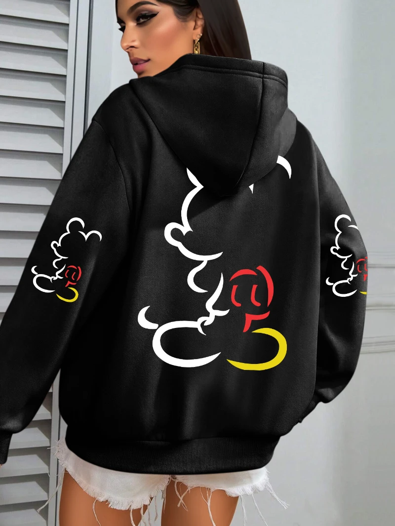 

Potdemiel Elegant Minnie Mouse "Let's Get " Graphic Hoodie - Women's Casual Pullover Sweatshirt with Polka Dot Bow Pink Accents