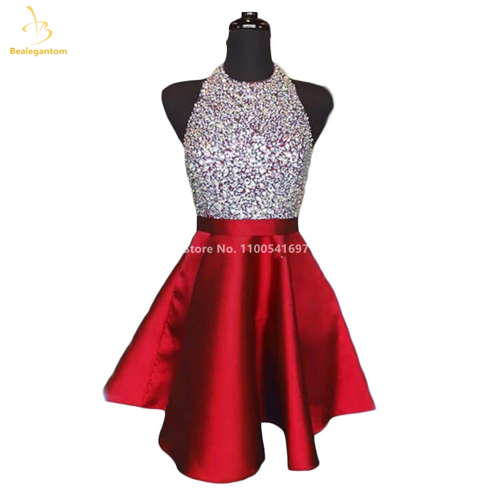 Bealegantom Halter Prom Homecoming Vestidos Curto Frisada Vestidos De Graudation Mini Cocktail Ocasião Formal Vestidos de festa