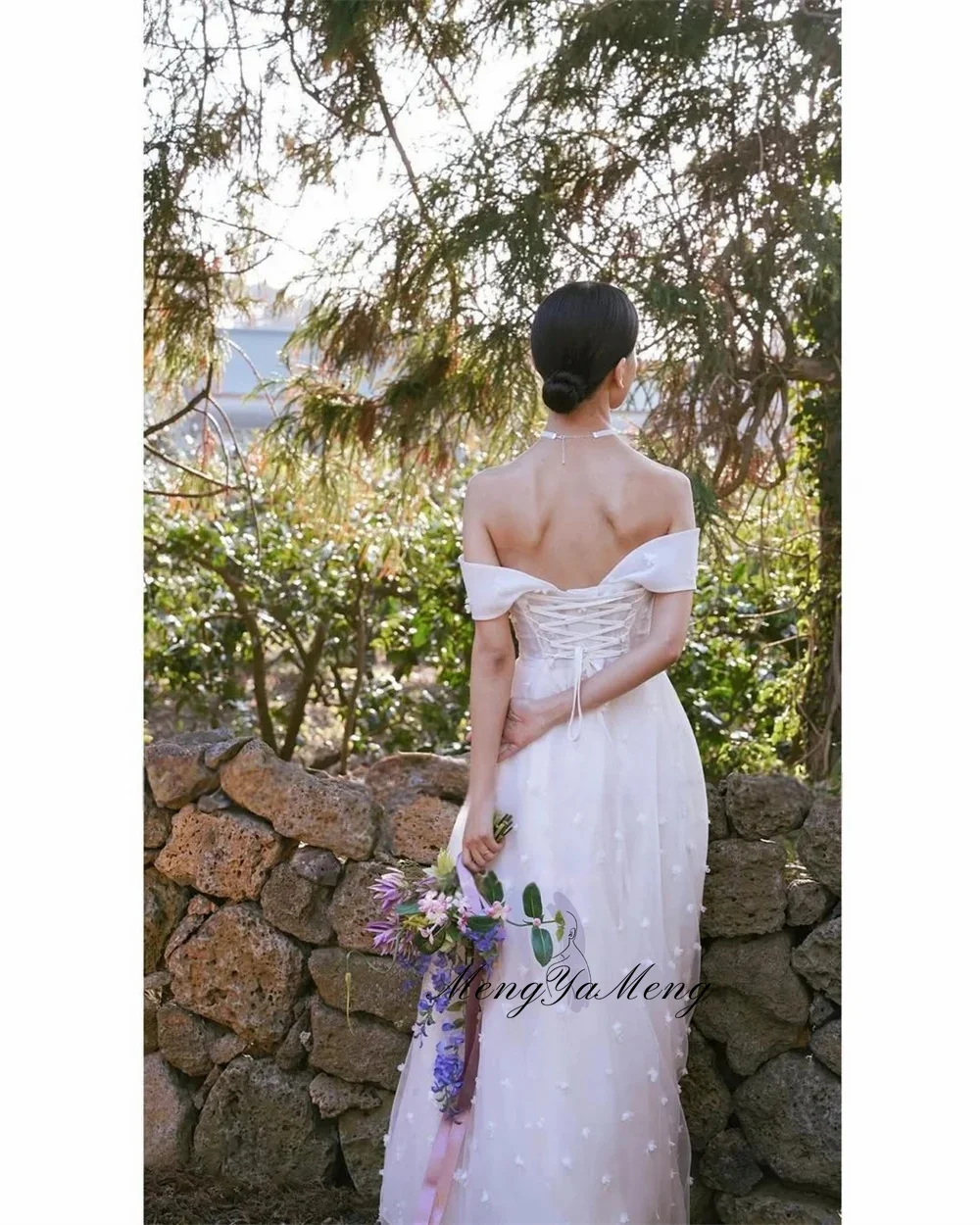 Ivory Lace Wedding Dress Korea Photo Shoot Sweetheart Off Shoulder A line Long Bridal Gowns Corset Customized 웨딩드레스