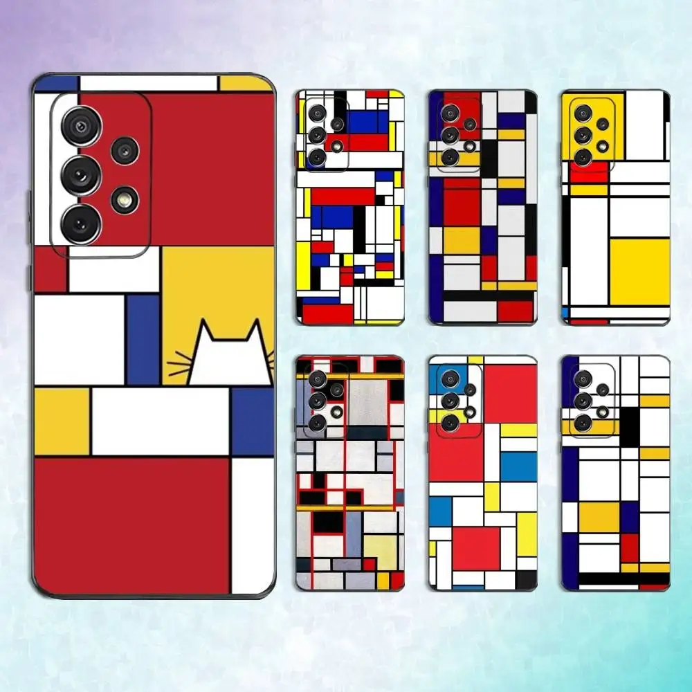 

Abstract Art Piet M-Mondrian Phone Case For Samsung S25,S24,S23,S22,S21,S20,S10,Ultra,Plus,Lite,FE,Soft Silicone Black Cover
