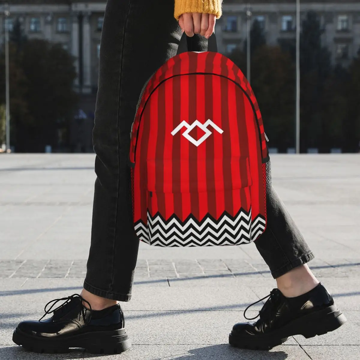 Enigmatic Zigzag Pattern From David Lynch's Cult Series Twin Peaks Backpack BookBag Men Women School Bag Computer Shoulder Bags