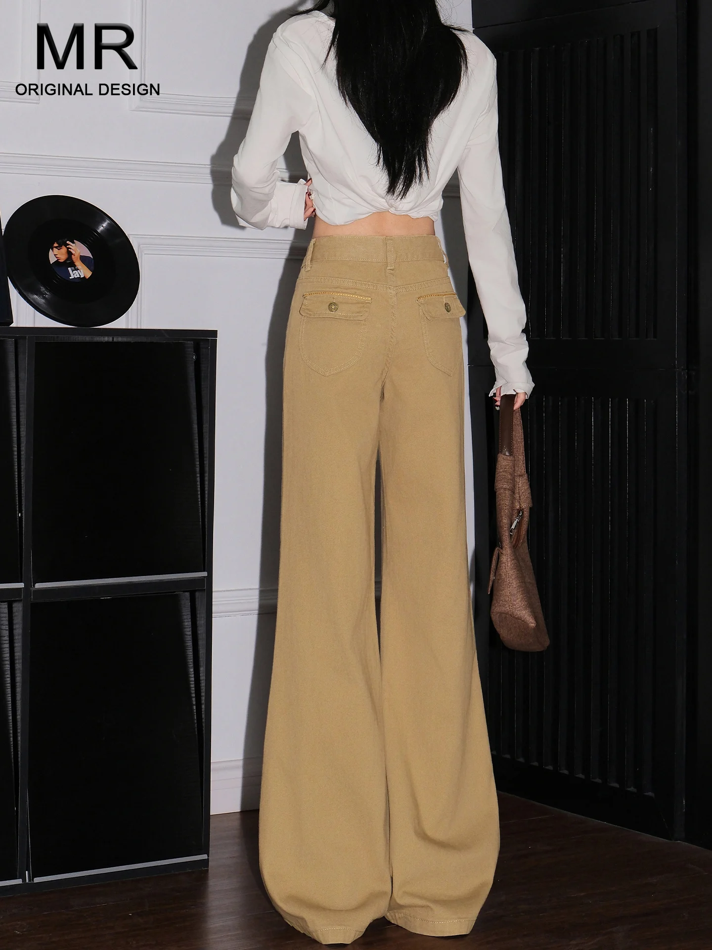 

Новые женские летние брюки в стиле ретро-рабочей одежды: широкие расклешенные штаны цвета хаки с высокой талией, свободные, прямые, длинные, повседневные, из хлопка