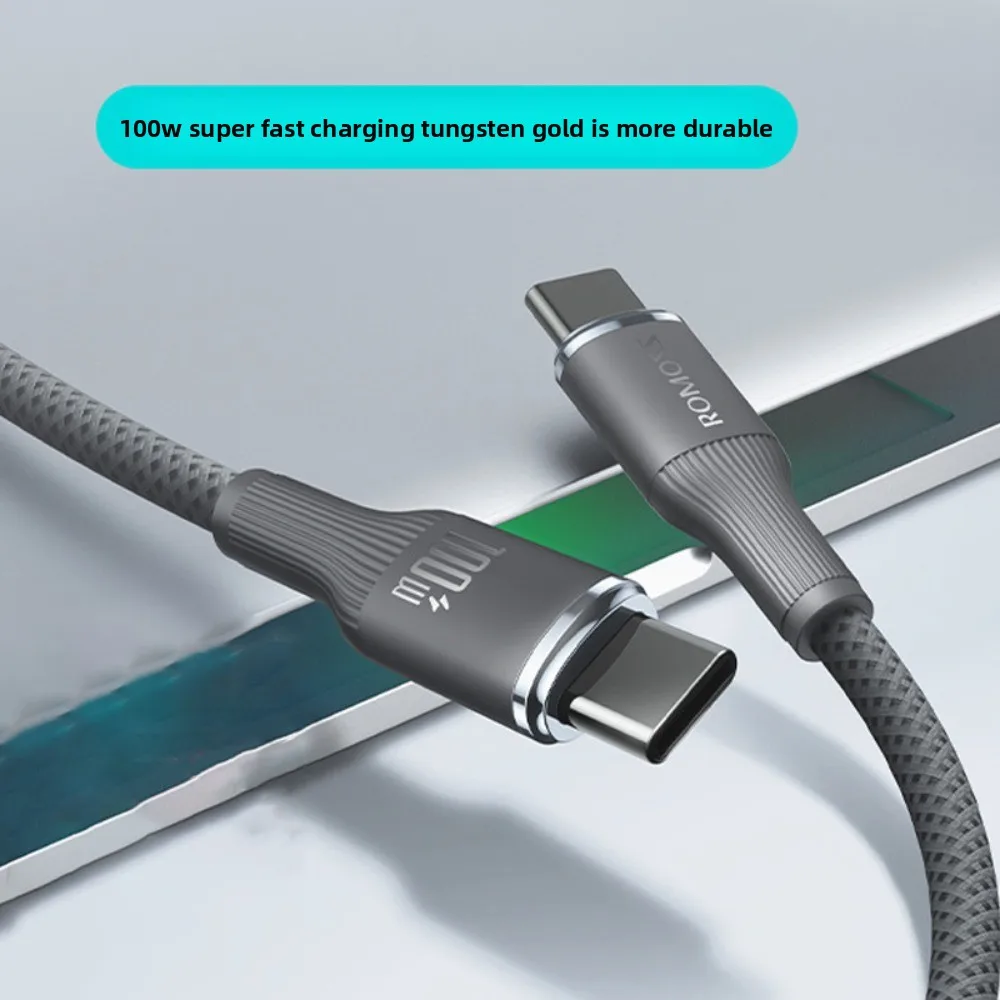 

100W 6A Type C To Type C Charging Data Cable Super Fast Charging Single Head Tpye C Charging Cable Woven Shell 1.2m/2m