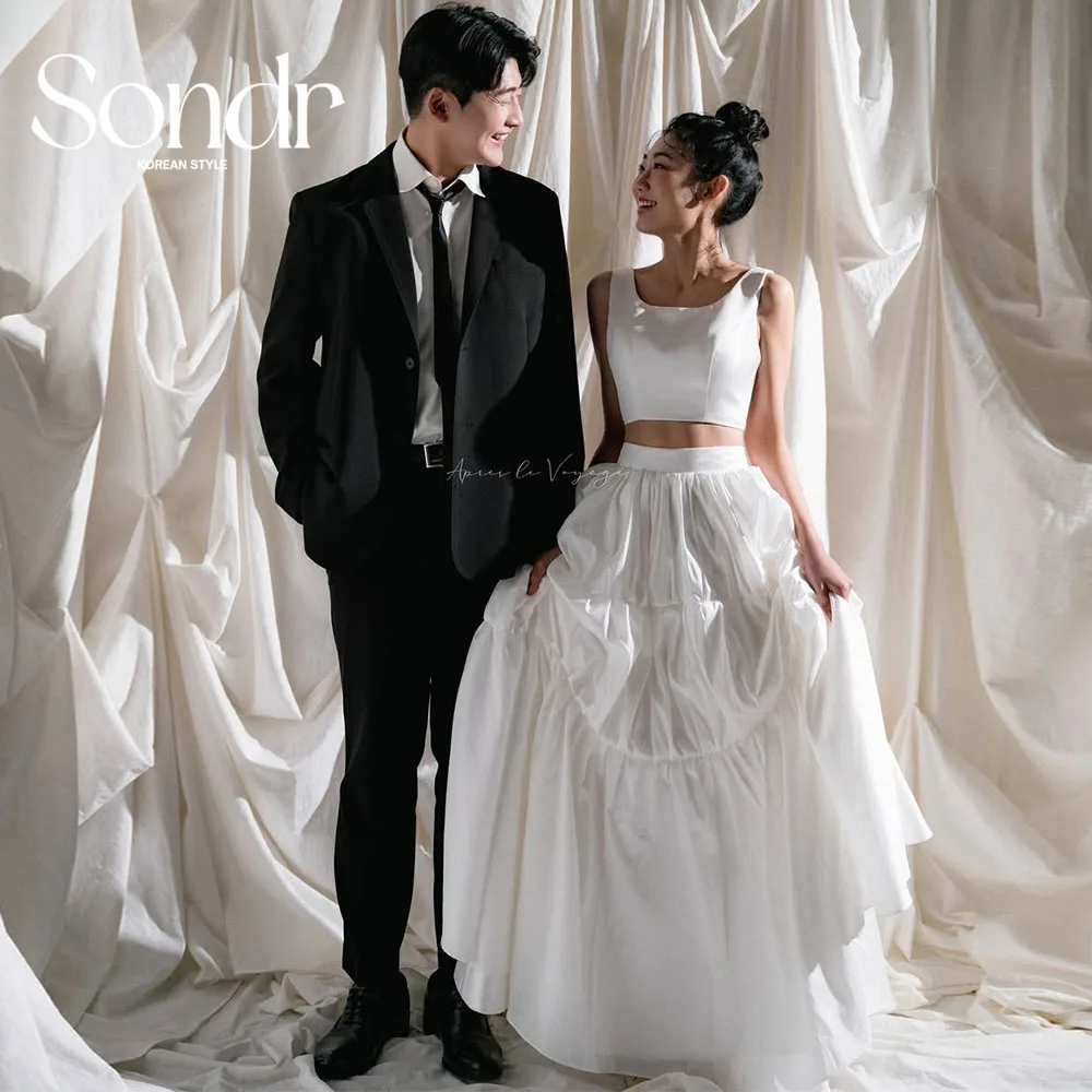 Sondr Customized 2 Pieces Korean Wedding Snap Dresses 2026 Corset Back Sleeveless Japanese Photo Shoot Gown Bridal Party Dresses