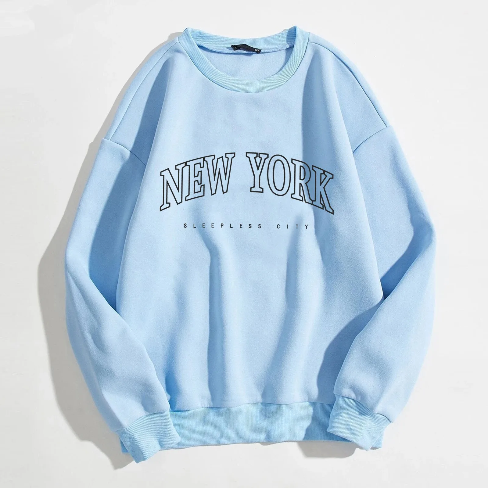 New York Fashion Loose Letter Printed Women Sweatshirts Casual Warm Long Sleeves Fashion O-Neck Hoodies Female Season Clothing