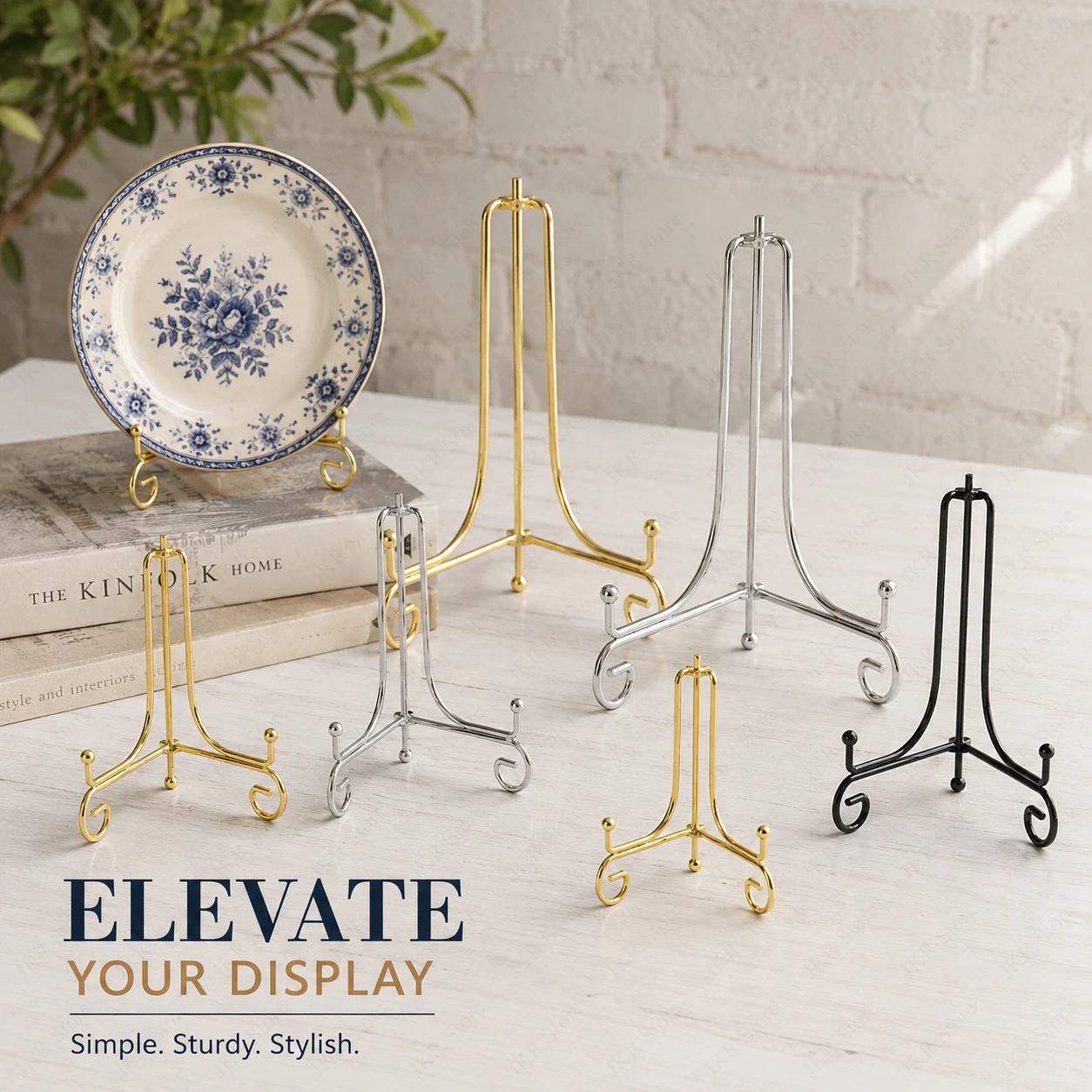 Foldable Metal Plate Stand Durable Iron Easel Rack 4 6 8 10 Inch Book Holder for Kitchen Storage Home Decor Display