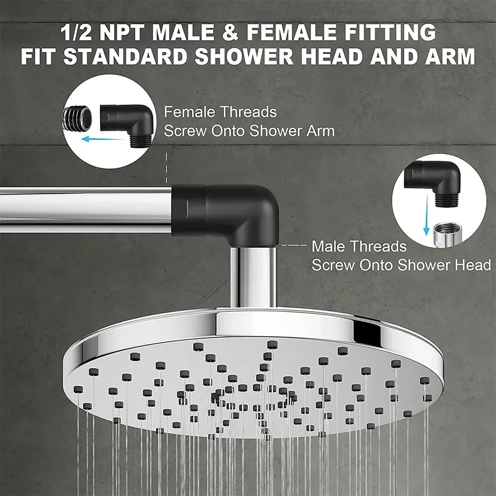 Shower Head Elbow Adapter Shower Arm Extension 90 Degree Shower Elbow Extender High Heat Resistance Bathroom Shower Head Parts