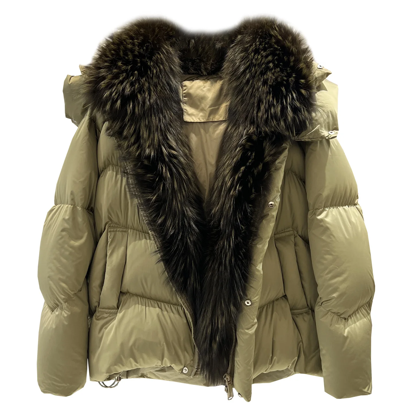 

European goods 2025 winter new fur fox large fur collar goose down down jacket women's short loose thickened jacket trend