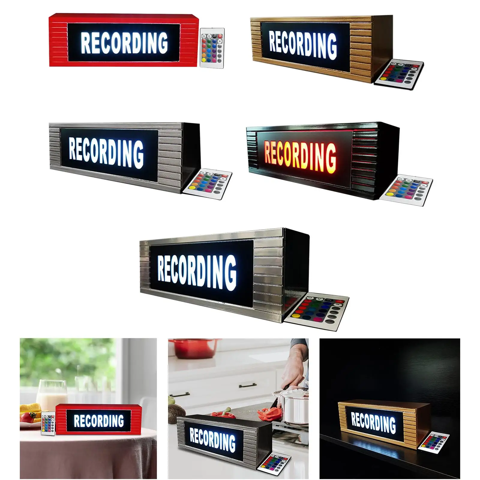 Recording Sign with Remote LED Illuminated for Home Decoration Music Banner