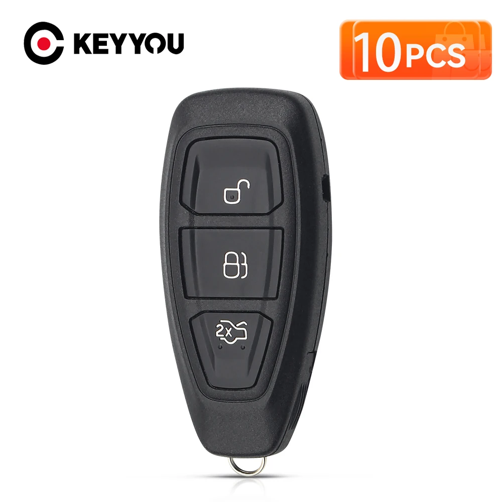 KEYYOU 10PCS for Ford Focus C-Max Mondeo Kuga Fiesta Focus Titanium FOB Keys Shell 3 Buttons Remote Smart Key Case