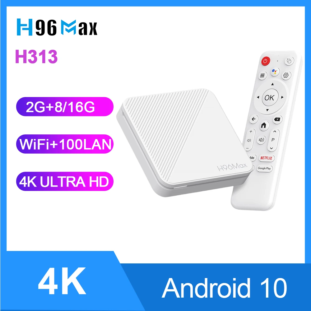 H96Max 4K TV Box H313 Android 10 TVBOX 2.4G/5G WiFi6 و100M/LAN H96 Max Smart TV USB2.0 TF Card Port Smart Home AndroidTV