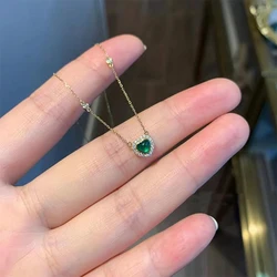925 Sterling Silver Emerald Zircon Love Necklace 18K Gold French Vintage Collar Chain Luxury Jewelry Wedding Accessories