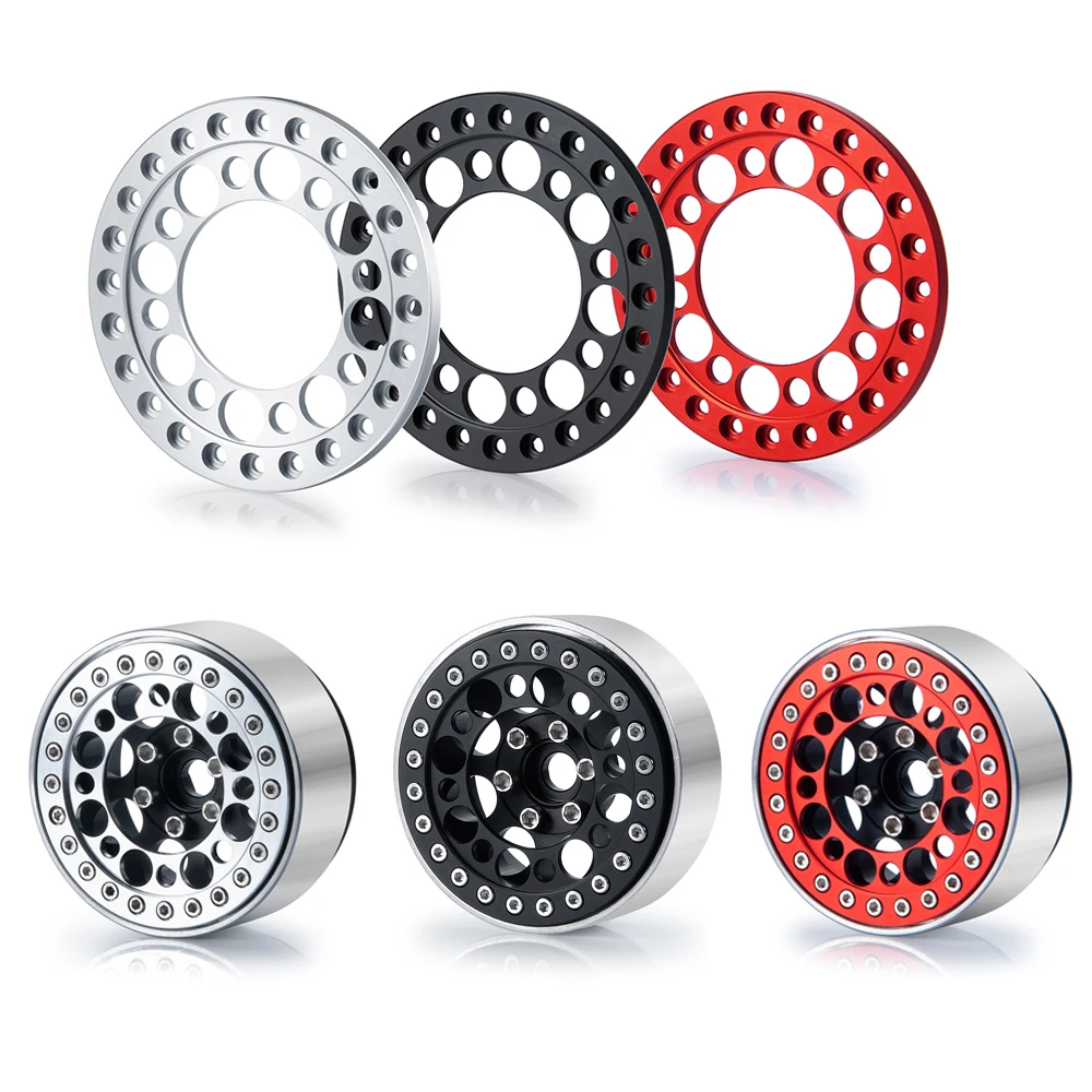 MIBIDAO – anneau extérieur de roue à billes en métal de 1.9 pouces, 4 pièces, pour Axial SCX10 90027 90046 D90 TRX4 Wraith 1/10 RC, pièces de voiture sur chenilles