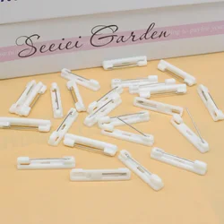 50PCS 2.1cm 3.1cm white black adhesive plastic brooches pin backs plain safety pins for Hand Badge hijab pins