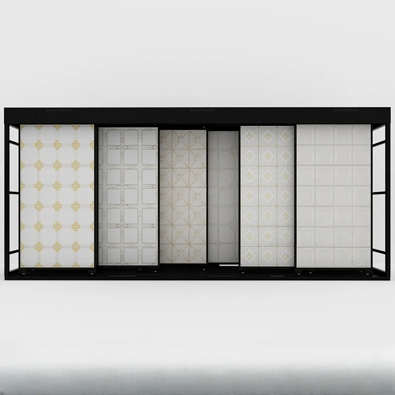 Custom Flat Push Ceramic Tile Flooring Parquet Display Sliding Rack Modern Foldable Connection Slab Building Stone Stand