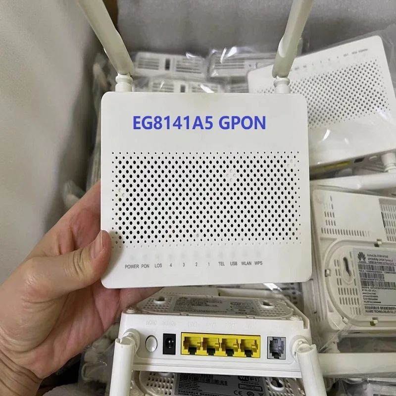 8PCS GPON onu new small size echolife EG8141A5 1GE+ 3FE+ 1USB+ 1TEL+ Wifi 5DBI antenna English firmware modem