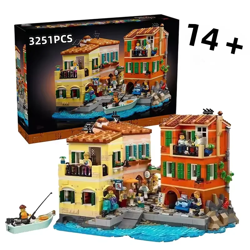 

New 3251PCS Creative City Architecture Italian Riviera 21359 Building Block Street View Assemble Brick Toy Christmas Gift
