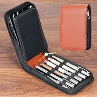 Asvine 12 estuche para pluma estilográfica, estuches para lápices, bolsa de tela de cuero PU, bolsa protectora con cremallera, a prueba de polvo, papelería para oficina y escuela