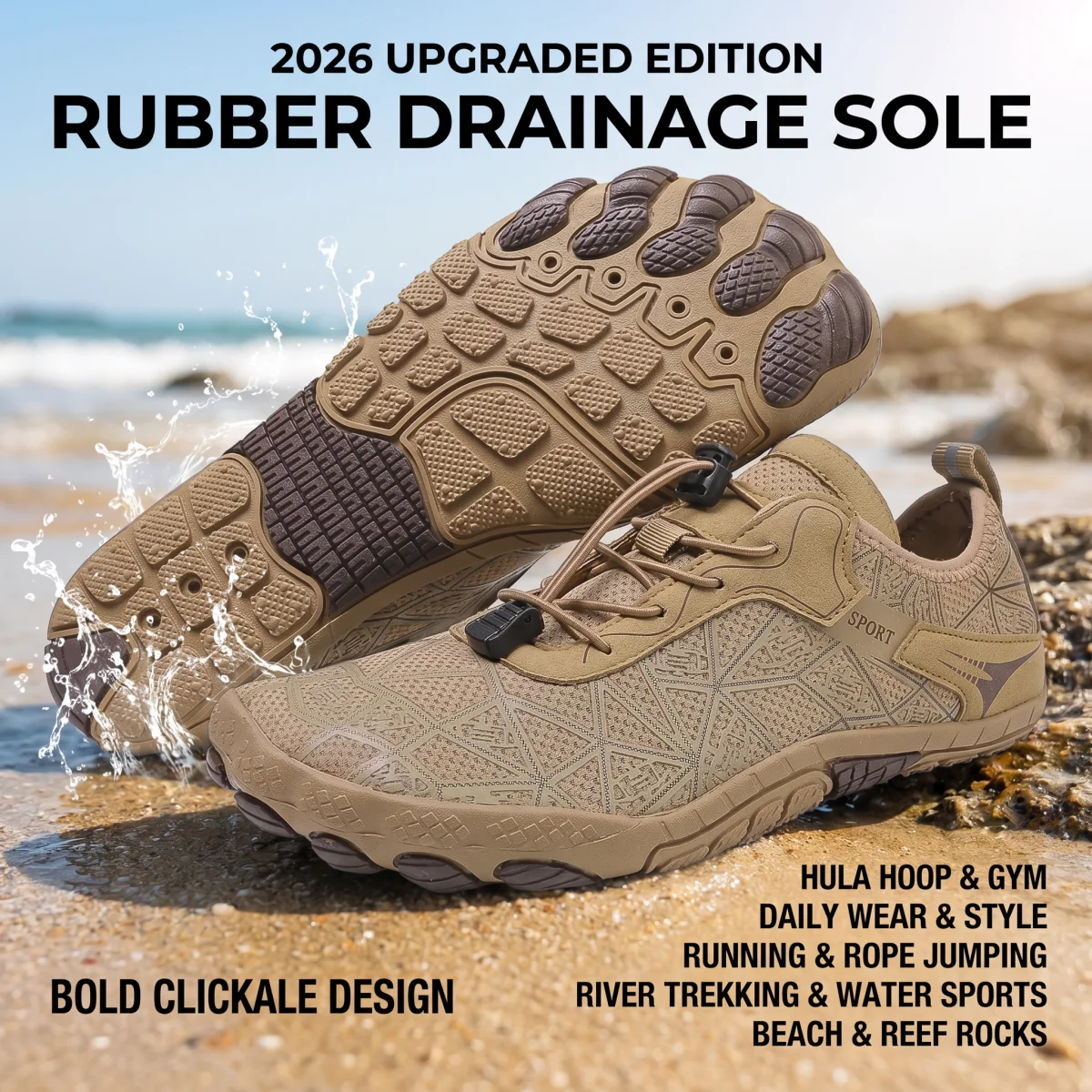 2026 New Upgrade Summer Beach Swimming Shoes Men's Barefoot Upstream Wading Shoes, Water Sports Shoes Beach Sandals Women's Yoga