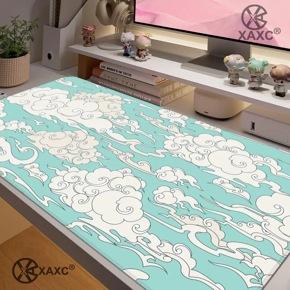 

Japanese Clouds Mouse Pad Kawaii Black Desk Mat Office Carpet Large Gaming HYBXXC Non-Slip Rubber Laptop Computer Accessories