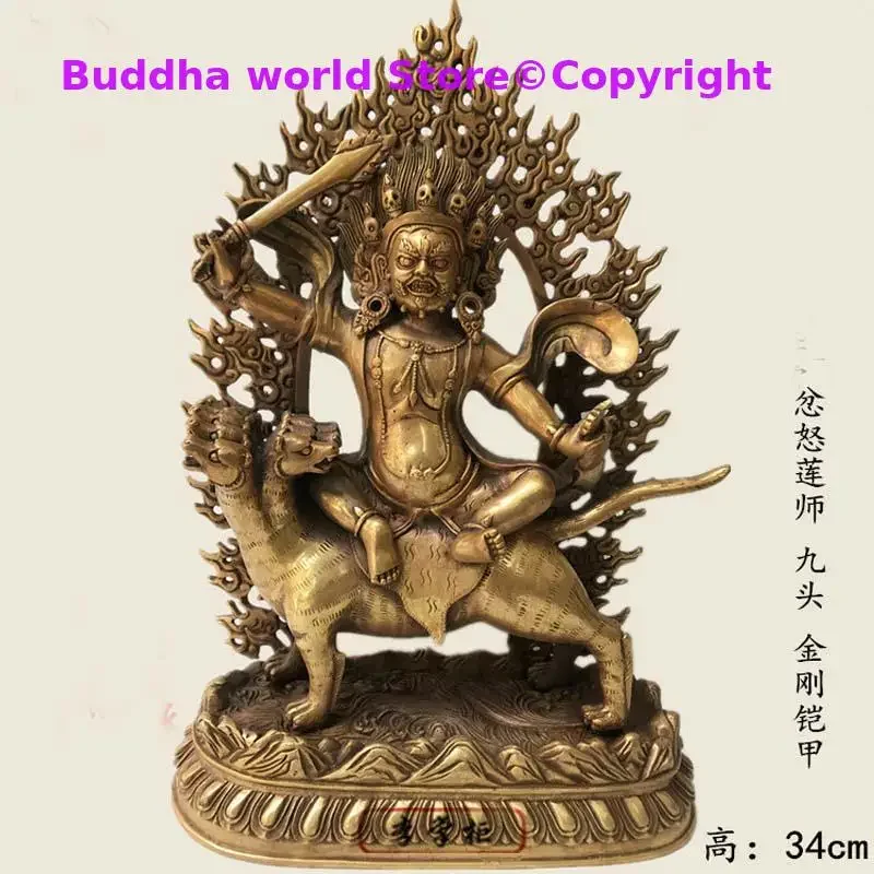 Handmade copper carving buddha staue Tibet Nepal Buddhism Copper Angry Padmasambhava Guru Rinpoche FEN NU LIANSHI Buddha statue