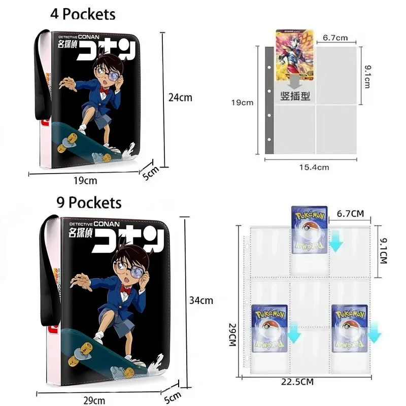 400pcs/900pcs Detective Conan Card Album Book Folder 4/9 Card Slots Collections Zipper Double Pocket Zipper Card Binder Holder