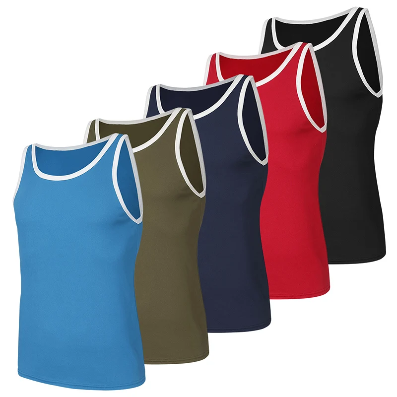 

3/5 шт., мужской модный повседневный жилет соответствующего цвета, свободный спортивный жилет больших размеров для бега и фитнеса, красивая футболка для подростков