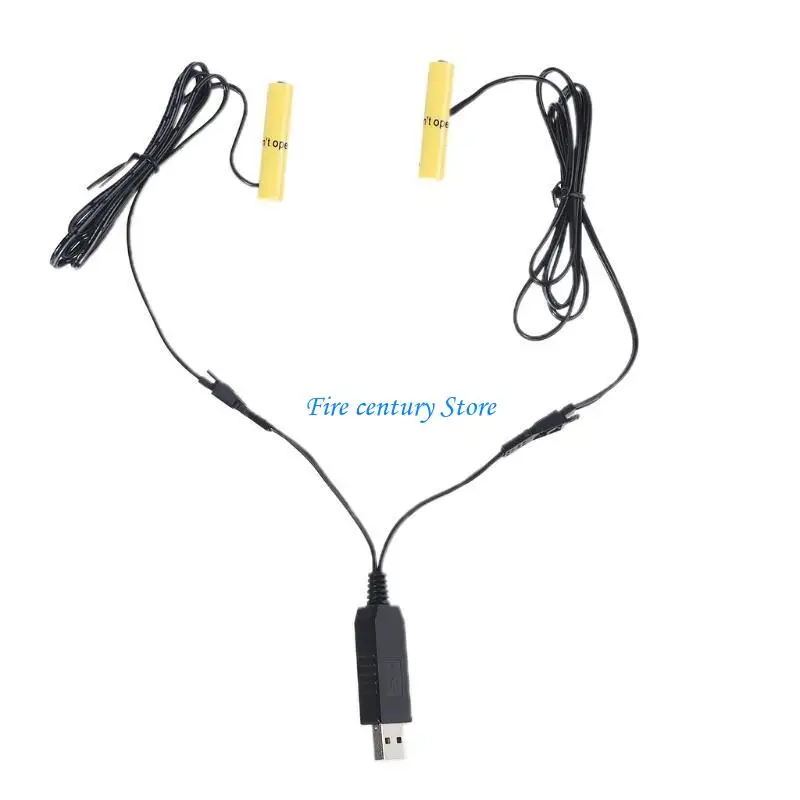 

J6PA 2in1 USB to Dual AAA Battery Cable for AAA battery Powered Radio Gameboy Lamp Remote Control Cordless phone